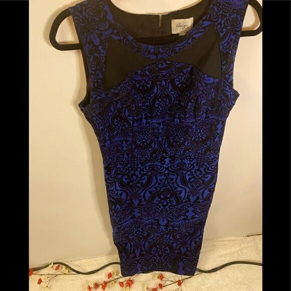 Beige by eci  sleeveless embroidered Dress Size 8 - Picture 4 of 7